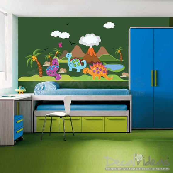 Dinosaur wall sticker scene