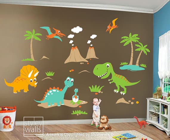 large dinosaur wall sticker scene