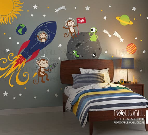 monkey alien space wall stickers