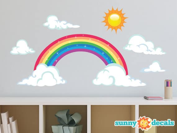 rainbow fabric wall decal