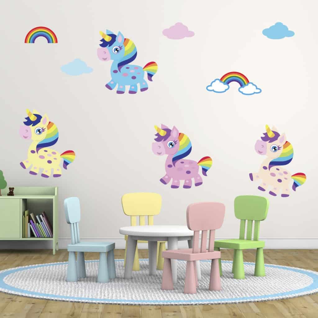 unicorn colourful wall sticker