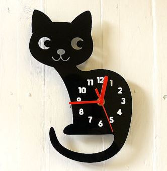 cat wall clock
