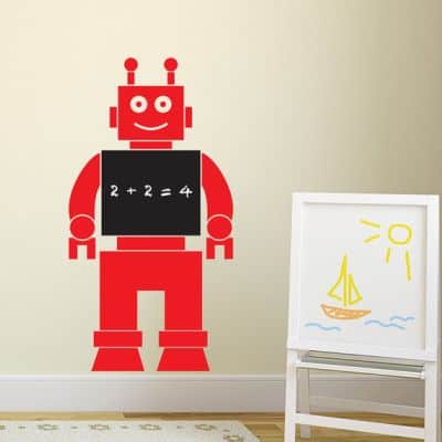 robot chalkboard wall sticker