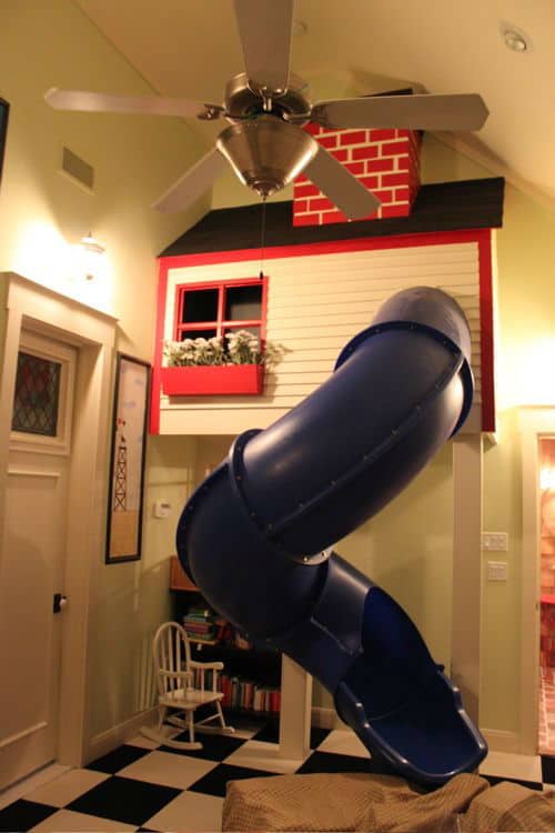 indoo play slide, amazing play room