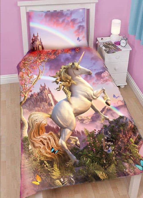 unicorn duvet cover, magical bedset.