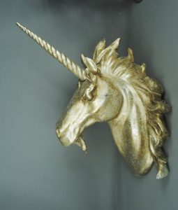 unicorn trophy head gold