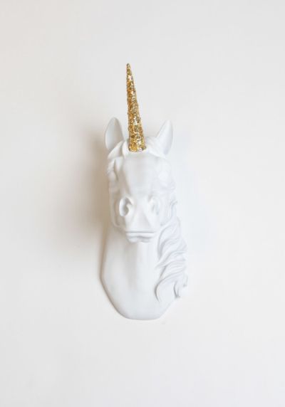 white unicorn faux taxidermy