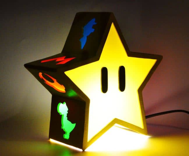 mario bros star light, from etsy.  Great for mario bros themed bedroom.