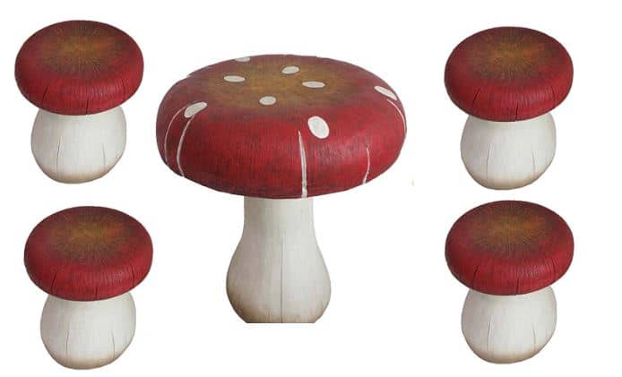 Mini kids toadstool table and chairs for fairy bedroom