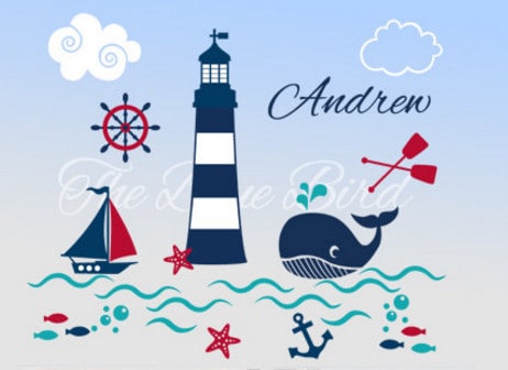 nautical personalized wall stickers
