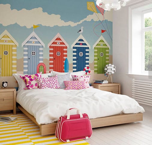 beach hut mural wall stickers.