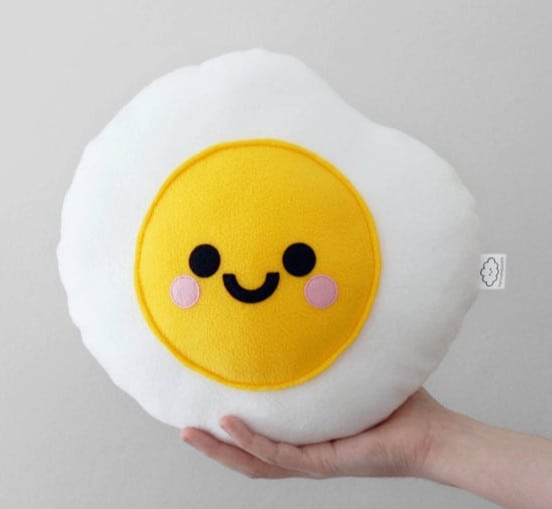 fried egg kawaii pillow